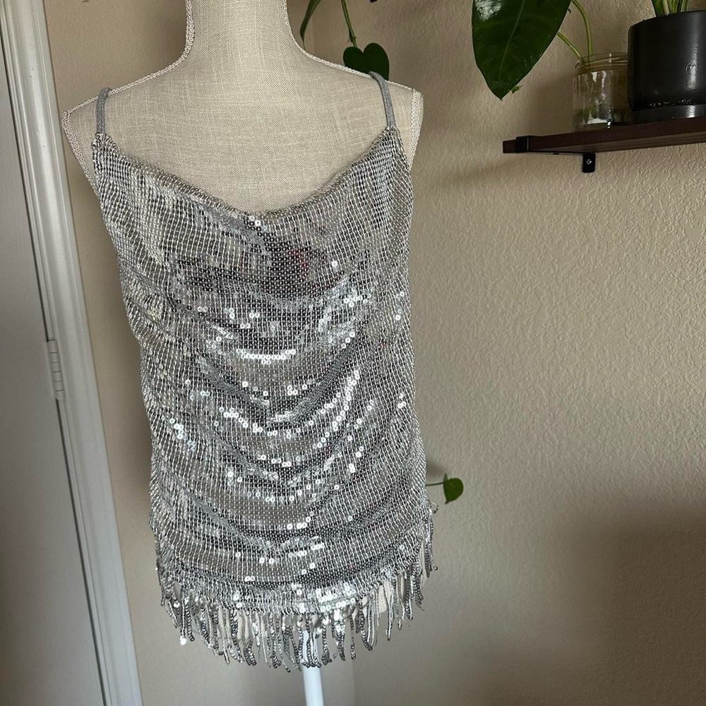 Kendall & Kylie Shimmering Silver Camisole